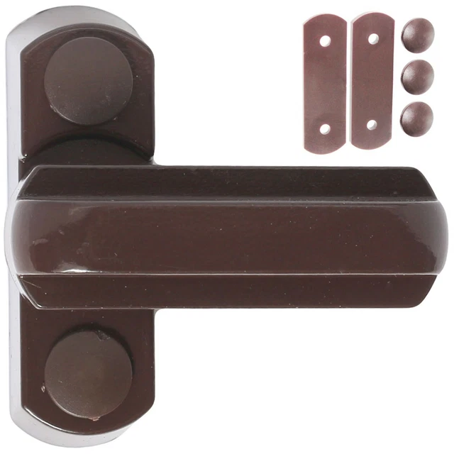BROWN SASH WINDOW / DOOR JAMMER Restrictor Blocker Catch Lock UPVC Wooden Timber
