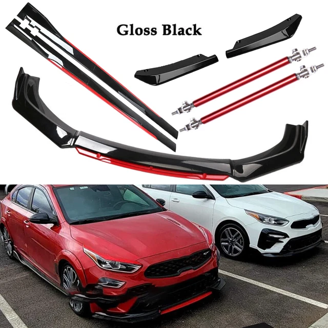GLOSSY BLACK STRUT Rod Front Bumper Lip Spoiler Splitter For Kia Forte