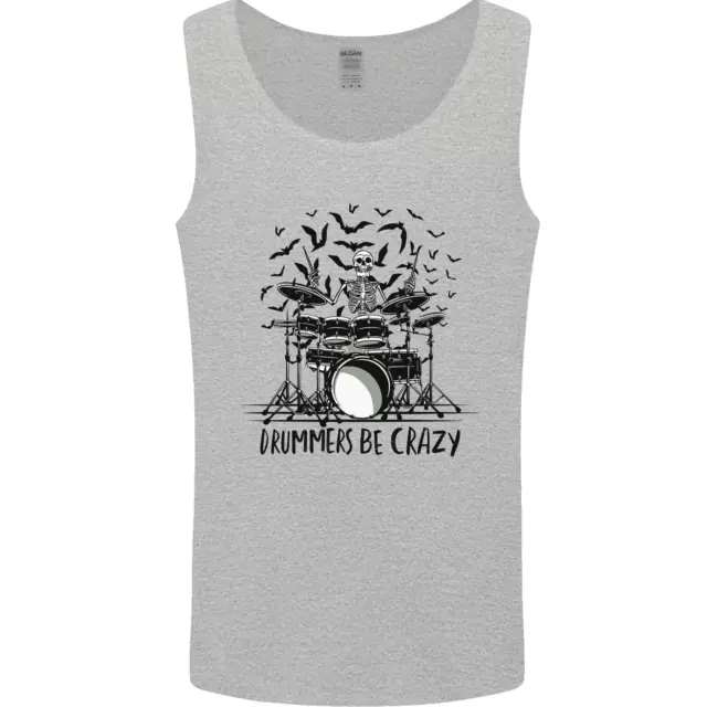 Skeleton Drummer Be Crazy Drumming Drum Mens Vest Tank Top