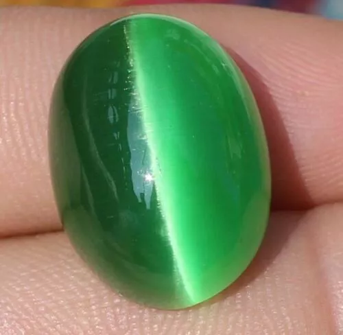 Occhio di gatto naturale verde 5,75 ct. Pietra preziosa sciolta cabochon...