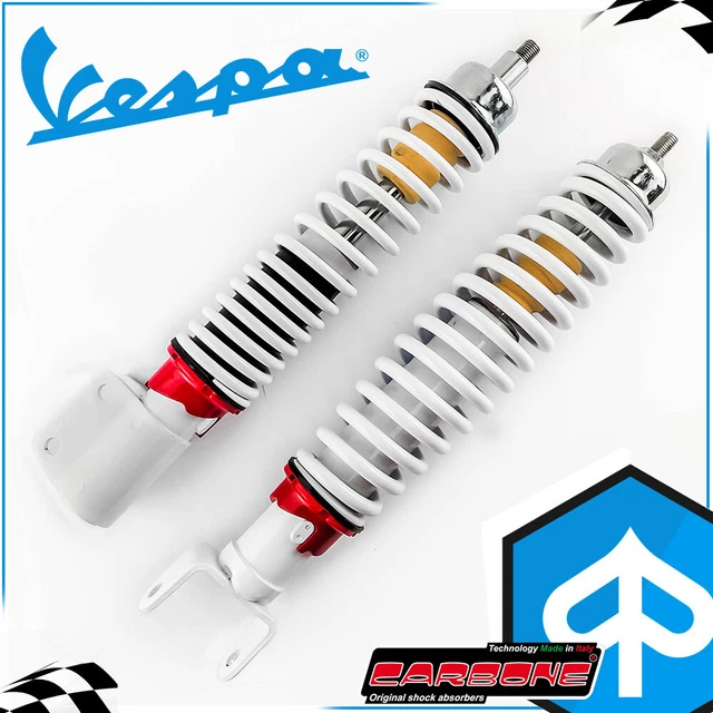 Kit Ammortizzatori Carbone Anteriore E Posteriore Regolabile Bianco Vespa Px Pe