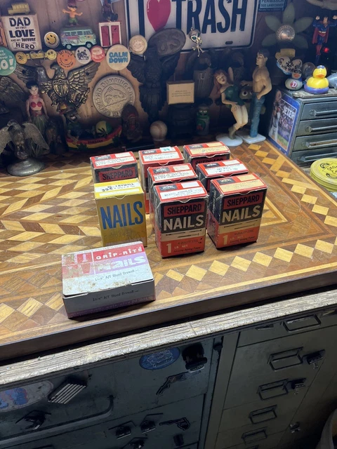 9 Boxes of Blued  Drywall Nails 1 lb Boxes Vintage Nails