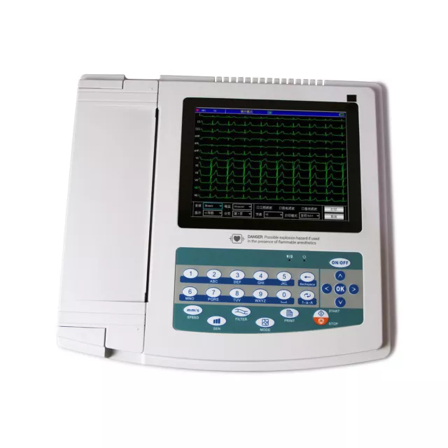 FDA Digital 12-lead 12-channel Electrocardiograph ECG/EKG Machine Heart Rate 2