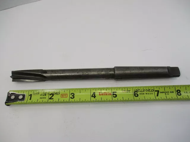 .625" NATIONAL Machinist REAMER, 5/8" x 8" Long, # 2 MT Shank, Cut Down, VGC
