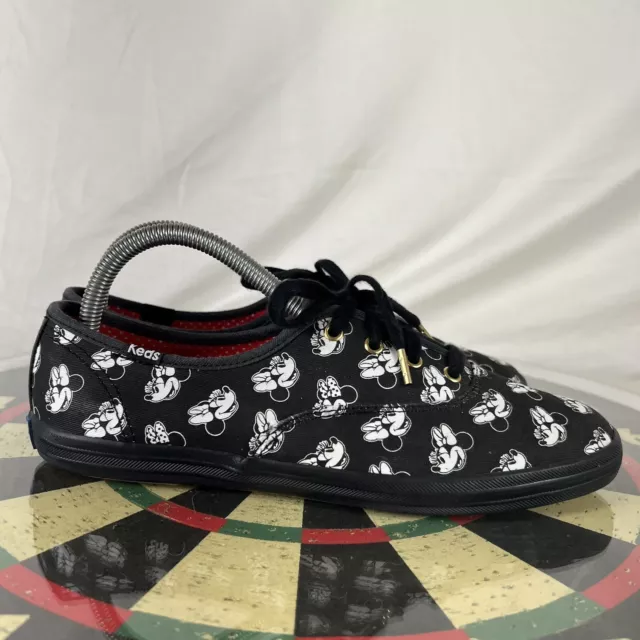 Keds Canvas Sneakers Disney Minnie Mouse Low Top Shoes Black White Womens Size 8 2