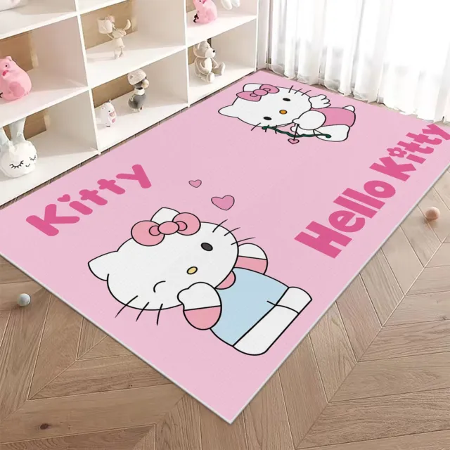 Cute Pink Bow Hello Kitty Head Carpet Soft Fuzzy Rugs Children Bedroom Pet Mat