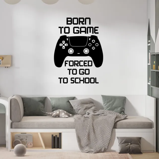 Wall Stickers Born To Game Art Décor Vinyl Gaming Kids Room  Gamer PS Xbox Decal