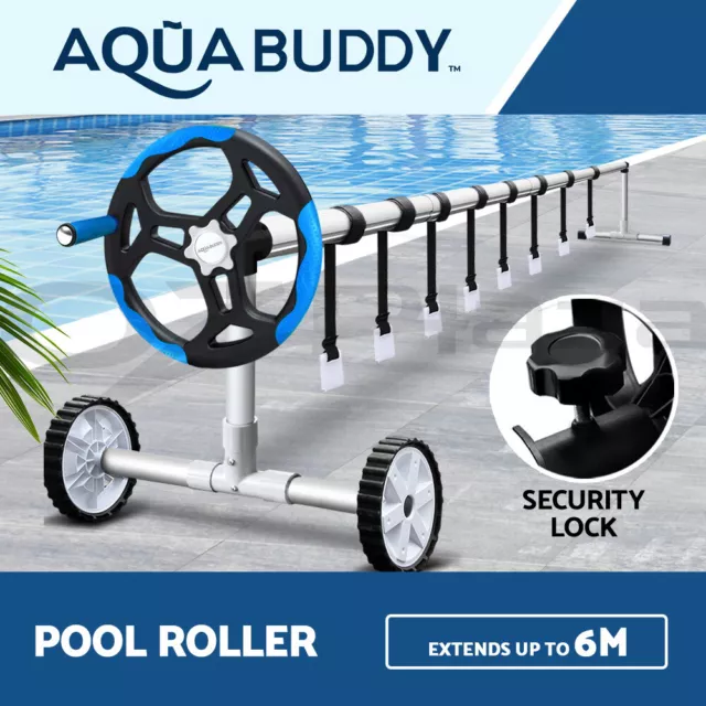 Aquabuddy Pool Cover Roller 5.5m Solar Blanket Swimming Adjustable Reel Blue