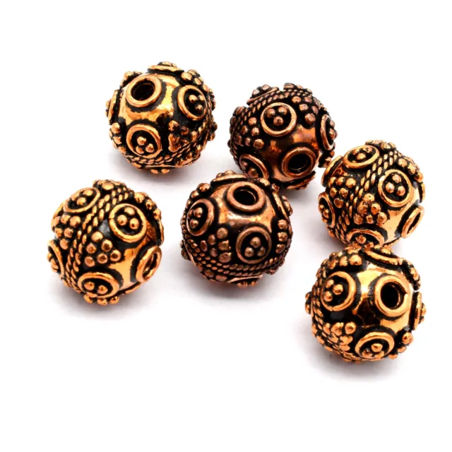 4 Pièces 14mm Bali Perle Antique Cuivre Fabrication de Bracelets Perle