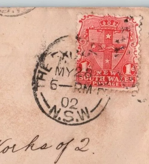 1902 New South Wales State Cover Coat of Arms 1d Red The Exhange Cancel