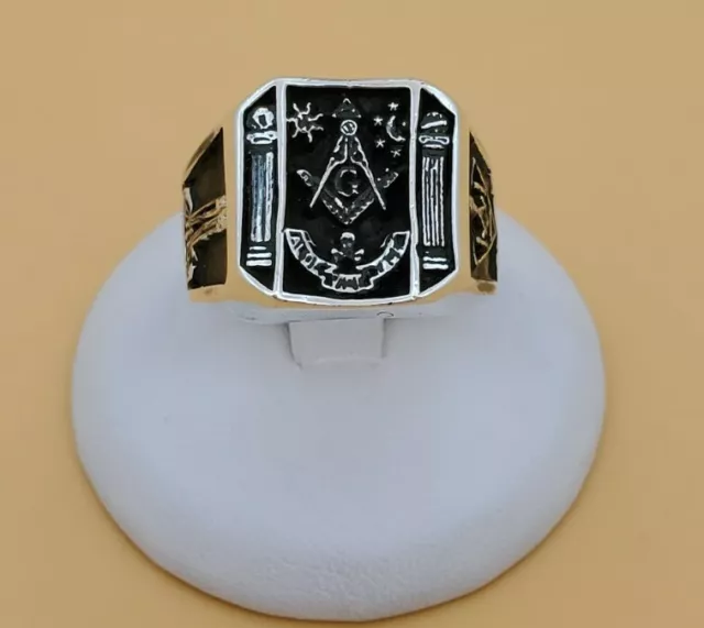 .925 Sterling Silver Free Mason G Masonic Lodge Ring