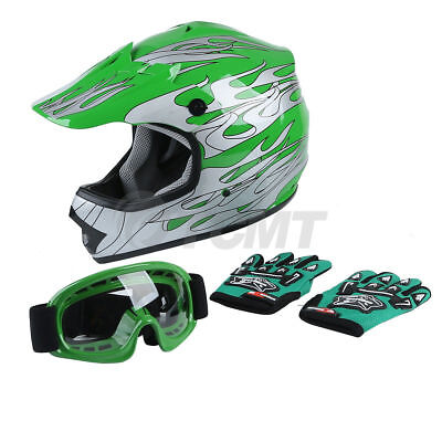 🔥 DOT Youth Kids Dirt Bike ATV Motocross Helmet Goggles+Gloves 5 Colors S~XL