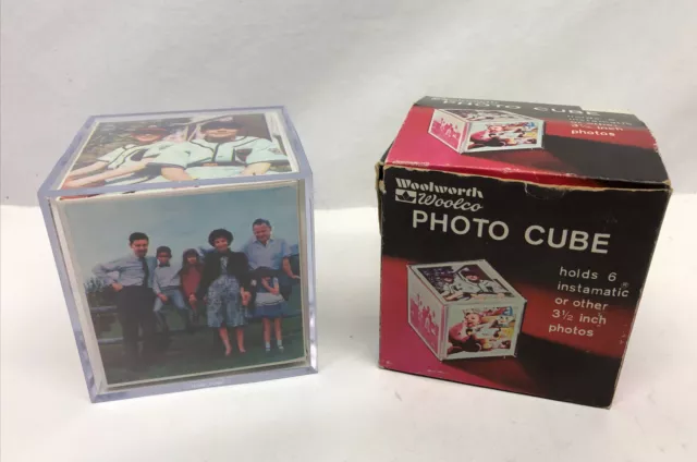 Vintage Photo Cube 3.5"x3.5" Pictures 1970's Plastic NIB Woolworth Woolco SWEET!