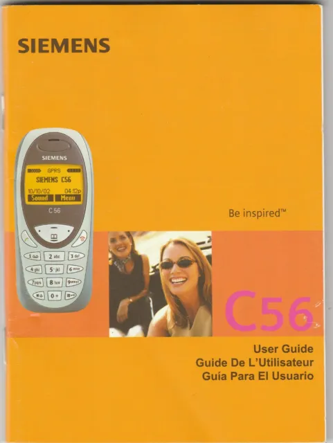Siemens C56 user guide for vintage cell phone 2002 user guide only