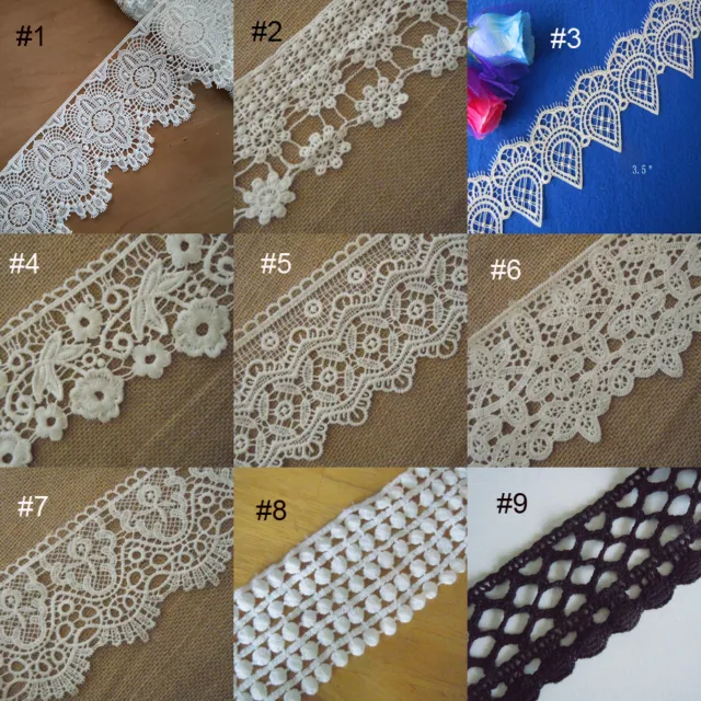 2 - 5 Yards 2.5" - 3.5" Wide Rayon Venise Floral Lace Ivory,White,Black zhs11