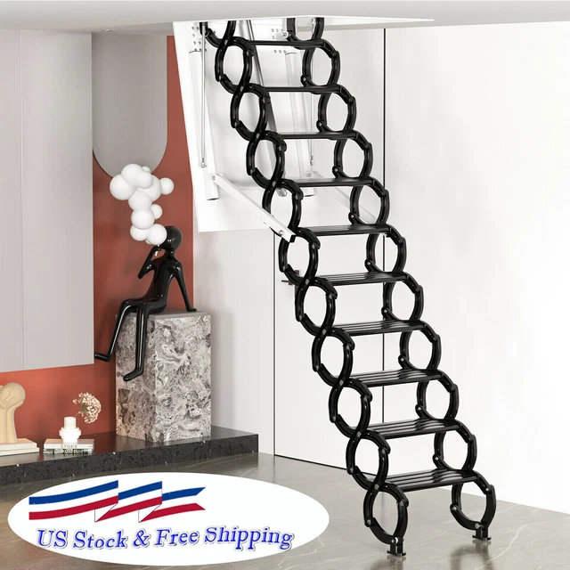 Wall-Mounted Electirc attic ladder Aluminum folding 12-15ft remote for loft