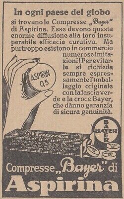 Vintage Advertising Bayer V1744 Comprimés Bayer De Aspirin 1926 Publicité Période 