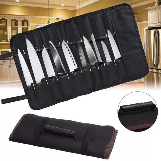 14 borse a rotelle tascabili borsa portatile coltello da chef custodia per attrezzi marrone