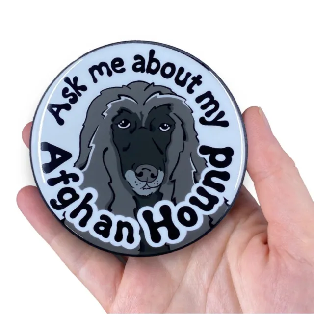 Black Afghan Hound Magnet Funny Dog Pet Portrait Decor Gift Handmade 3.5"