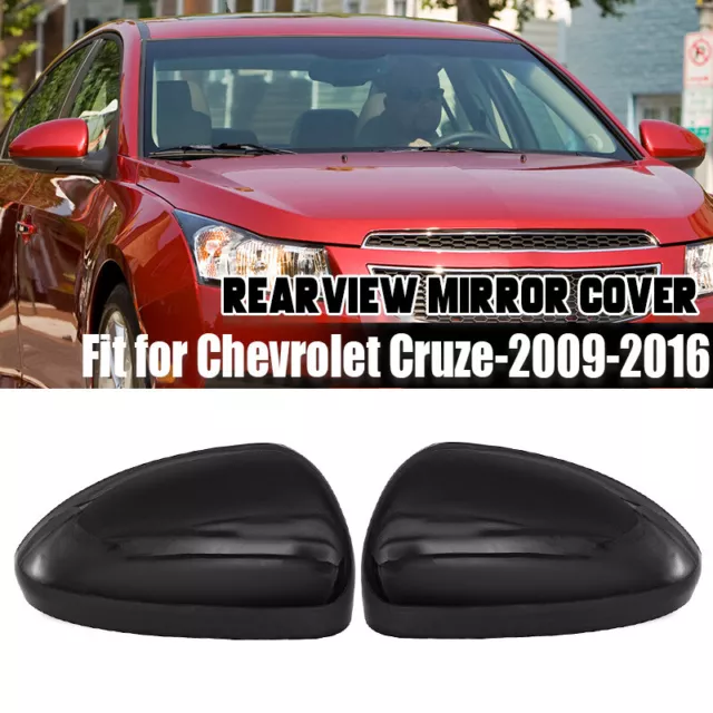 PAIR For 2009-2013 Chevrolet Cruze Rearview Mirror Cover Cap Shell Housing Black