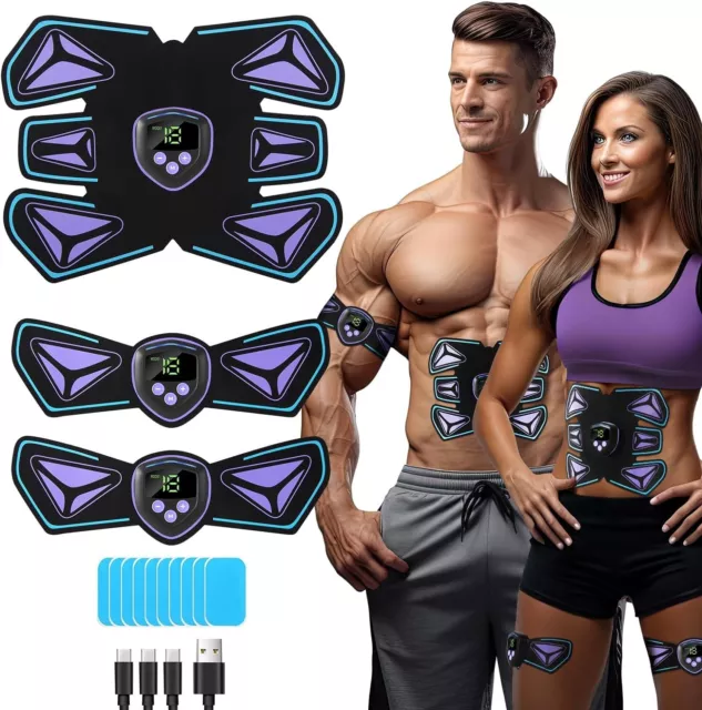 Jenylu Electrostimulateur Musculaire, Ceinture Abdominale  Electrostimulation, EMS Stimulateur Appareil pour Tout Le Corps, 6 Modes 10  Intensités