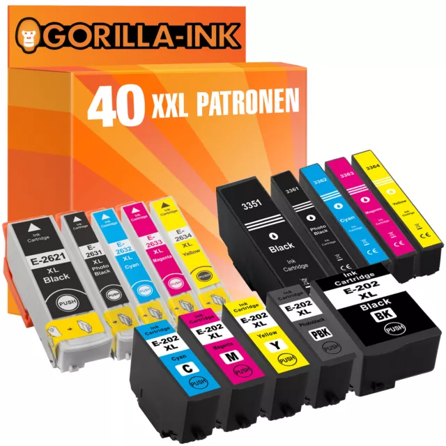 40x Drucker Patronen für Epson 202XL T2621-T2634 26XL T3351-T3364 33XL