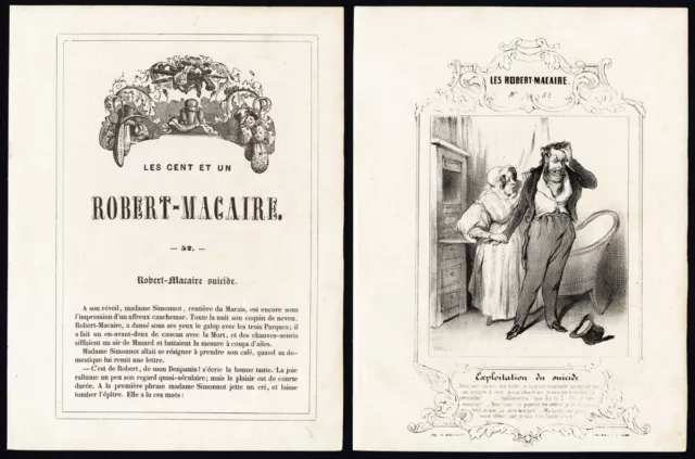 Antiker Druck-Robert Macaire-52-Überzeugende Familie, Geld zu leihen-Daumier-1840 2