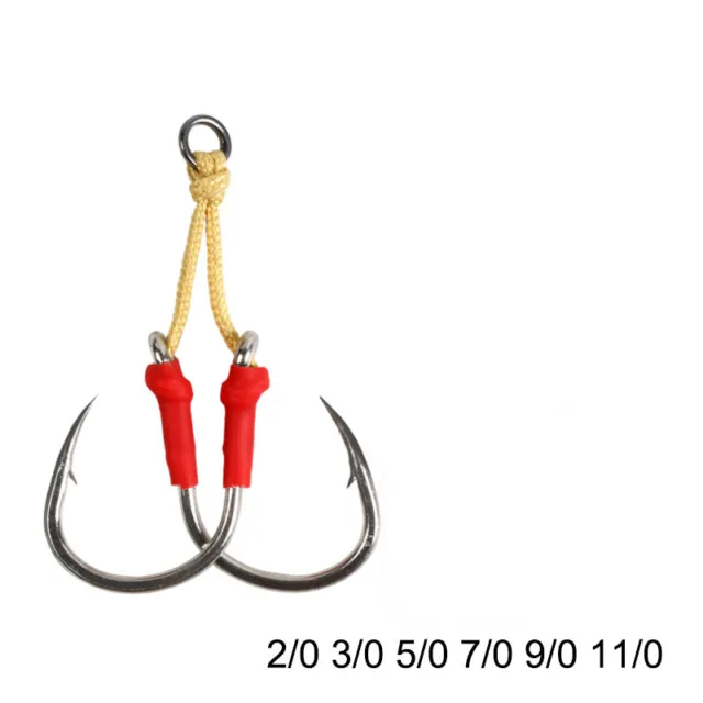 10PCS Metal Jig Assist Hook Solid Ring Jigging Saltwater Fishhook 2/0-11/0