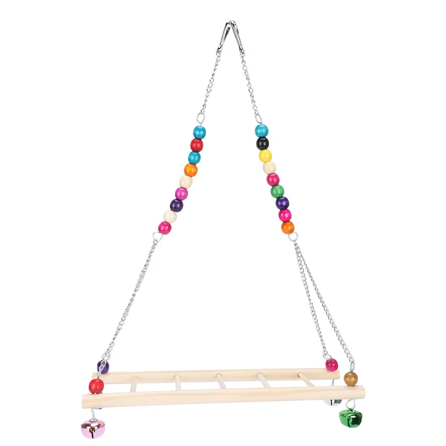 Vogel Natürliche Holz Huhn Schaukel Leiter Stand Spielzeug Bunte Perlen Kauen