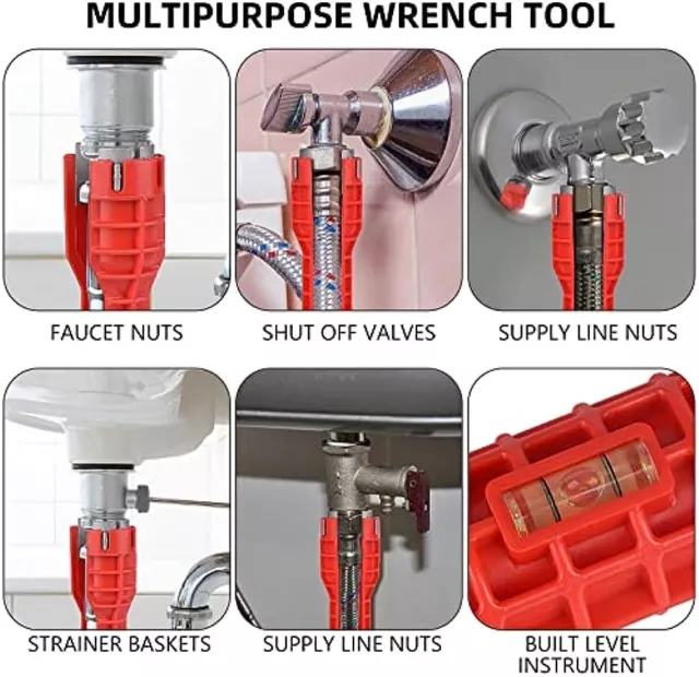 Faucet Sink Installer 8 in 1 Multi Tool Pipe Wrench Plumbing for Kitchen Bathroo 3