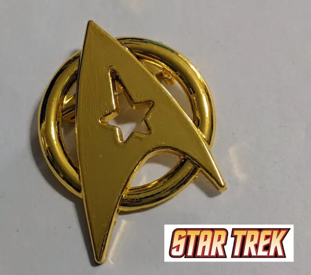 Limited 18k Gold Plated Star Trek Logo Metal Pin brooch prop badge communicator