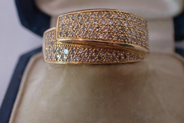 Bague En Or 9 Carats Vintage Italienne Des Années 70 - Taille ITA 14 (US 7) Avec Pierre Violette