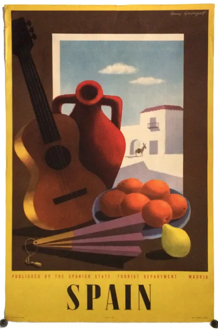VINTAGE Mid-Century Spain Tourism Poster by Guy Georget