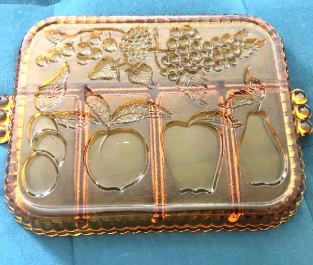 Vintage Amber Glass Fruit Platter