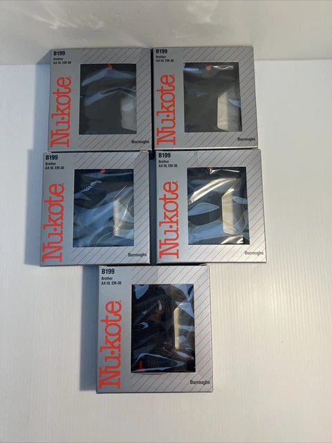 NU-KOTE B199 Typewriter Ribbons For BROTHER AX-10 EM-30 New old stock Lot of 5