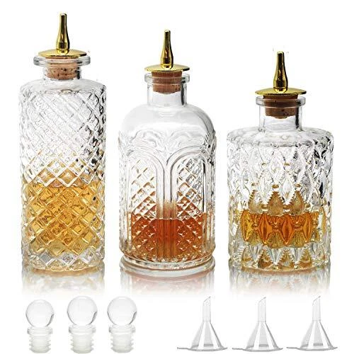 Suprobarware Bouteille Bitters pour cocktails  Bouteilles en verre avec dessus