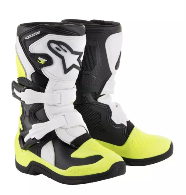 Botas Alpinestars Bebé TECH 3S KIDS Blanco Negro Amarillo Fluo Moto Enduro Cross