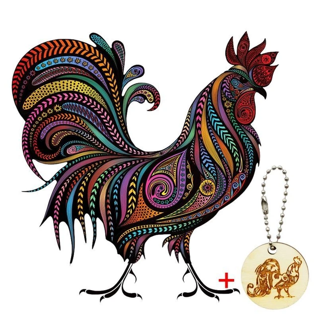 Cock Shaped Jigsaw Puzzle Adults Children DIY Crafts Intellectual Wooden Games