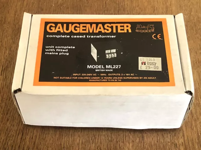 Gaugemaster ML227 Dual Output Power Supply 16.5v AC @ 12.5vA For N/OO