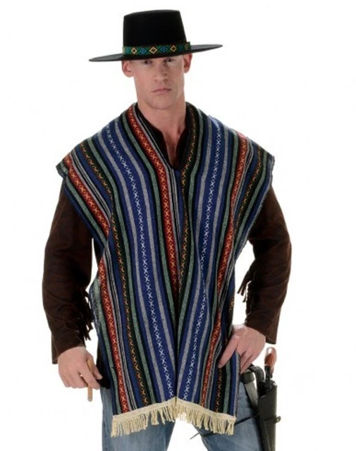 MEXICAN BANDITO ADULT Mens Western Cowboys Costume Poncho Serape