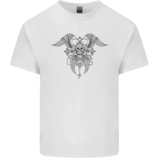 Cross Skull Wings Gothic Biker Schwermetall Herren Baumwolle T-Shirt Top