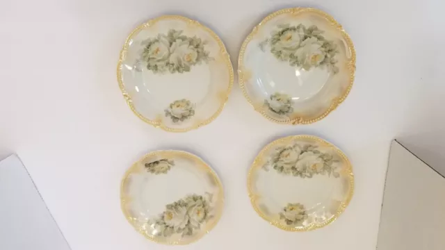 4 Antique Königszelt PK Silesia Germany Desert Plates Floral Opales. Lusterware