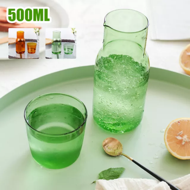 Bedside Water Carafe with Tumbler Reusable Glass Water Pitcher with Cup`