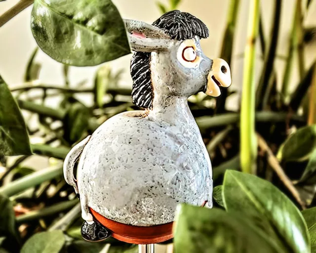 Ceramic Garden Yard Ball Decoration Animal Figurine Donkey H22cm Midene Handmade