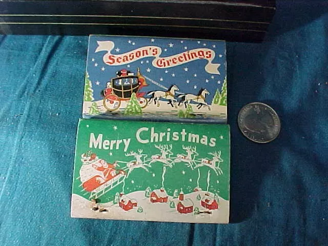 2-1950s MERRY CHRISTMAS Advertising MATCHBOOKS Large Size FOX LIQUOR STORE