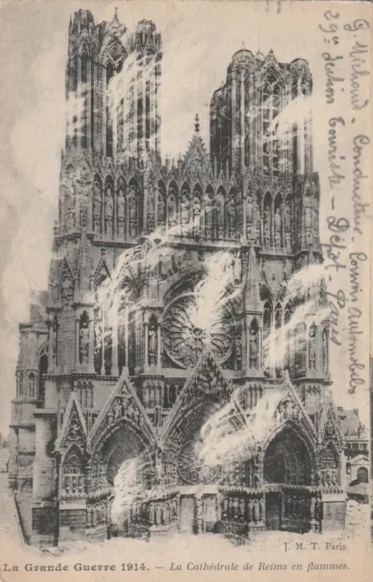 CPA 51 THE CATHEDRAL OF REIMS in flames The Great War 1914