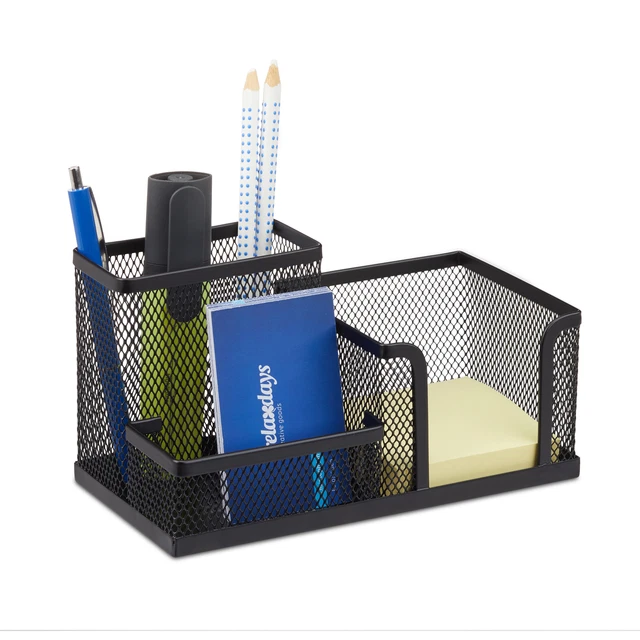 Schreibtischorganizer Metall Zettelhalter Ordnungssystem Stiftehalter Ablagebox