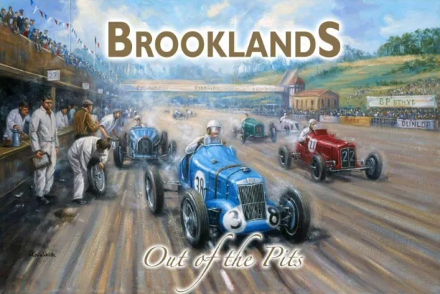 Brooklands Pits, Classic/Vintage F1 Grand Prix Motor Racing Small Metal Tin Sign