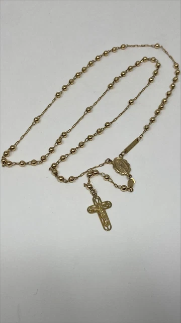 10K Yellow Gold Rosary Bead - 17-1/4", 2mm, 15 Gram - Rosary Beads 10K Yellow Gold Rosary Bead - 17-1/4", 2mm, 15 Gram - Rosary Beads