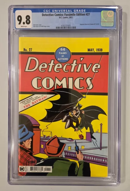 Detective Comics #27 Facsimile Edition 1st app. Batman DC 2022 Reprint CGC 9.8